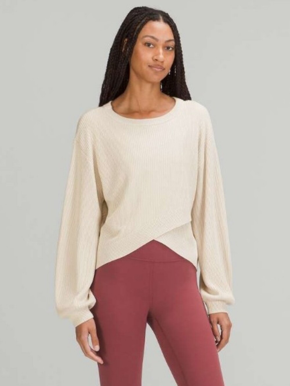 Lululemon Reversible Crossover Sweater Bone Cashmere Blend Size 6